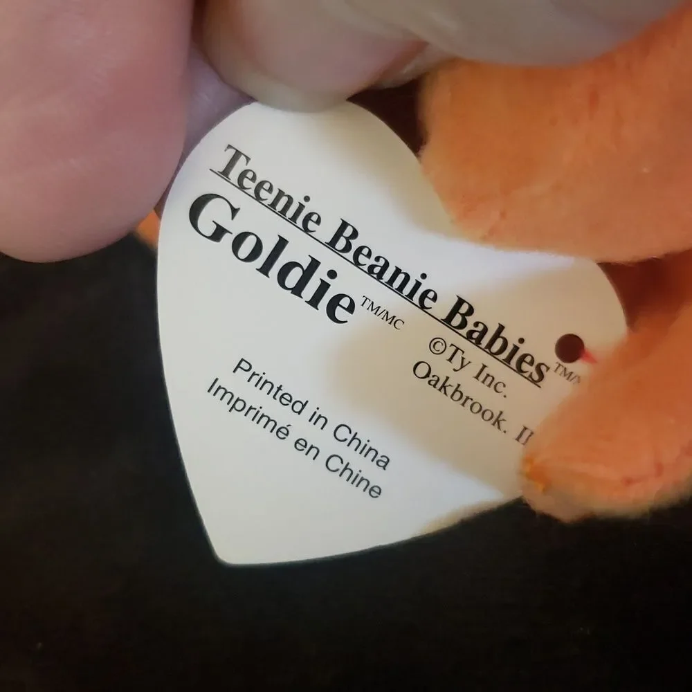 Vintage 1993 Ty Beanie Baby GOLDIE the Goldfish and Teeny Beanie GOLDIE